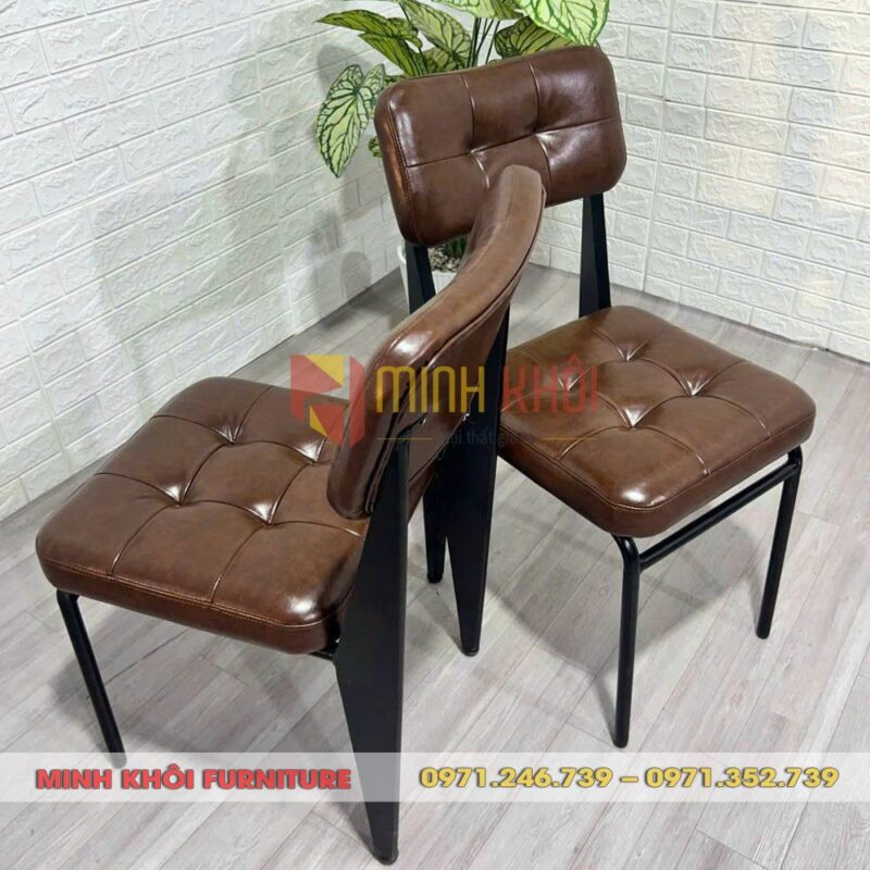 Ghế sắt Napa nệm vuông 8 Ghế sắt Napa nệm vuông – Mẫu ghế sắt bọc simili đẹp cho quán cafe, quán ăn
