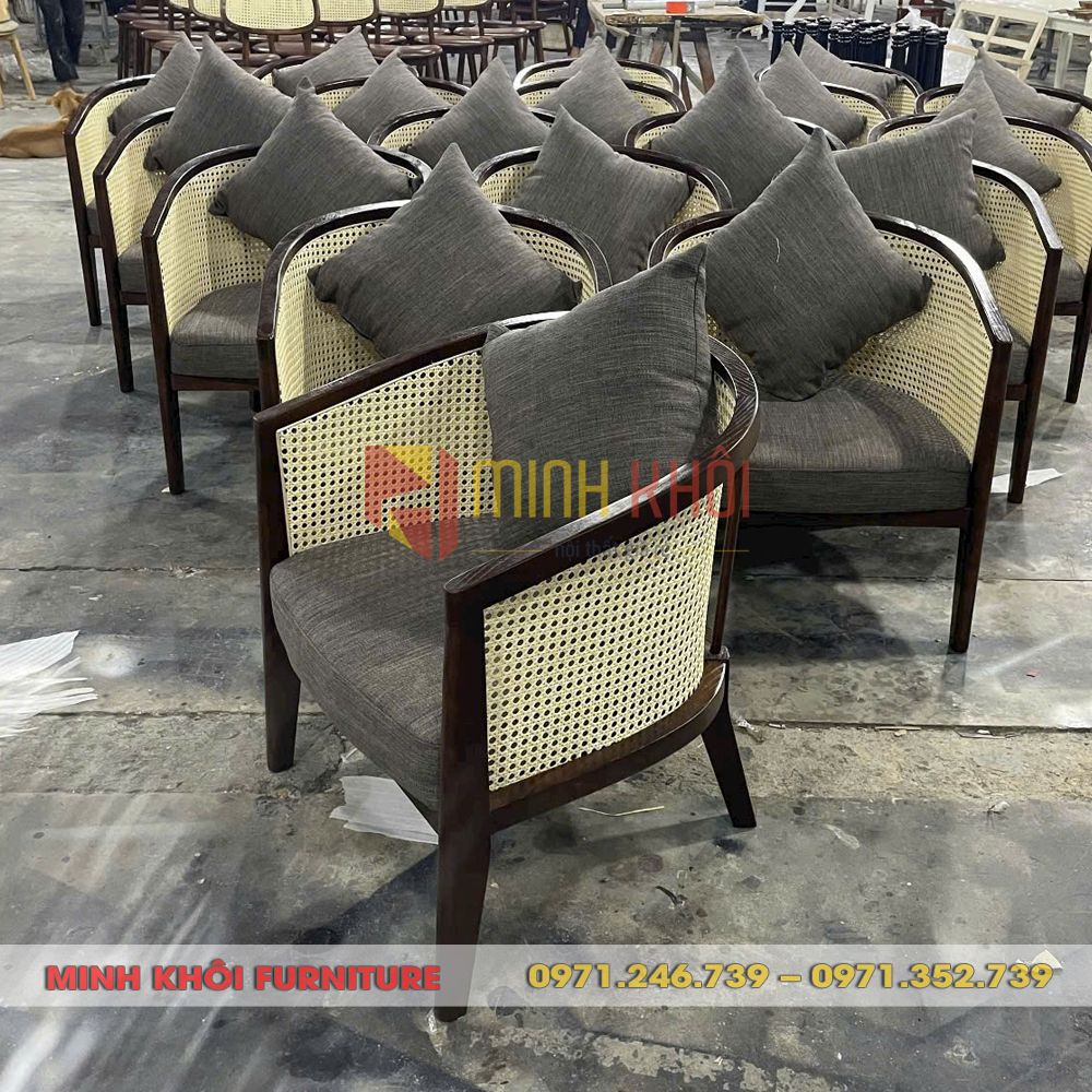 Ghế sofa Harvey lưng mây 2 Ghế sofa Harvey – Ghế cafe lưng mây cao cấp, sang trọng cho quán
