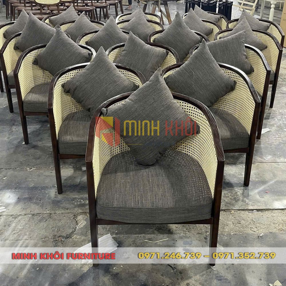 Ghế sofa Harvey lưng mây 1 Ghế sofa Harvey – Ghế cafe lưng mây cao cấp, sang trọng cho quán