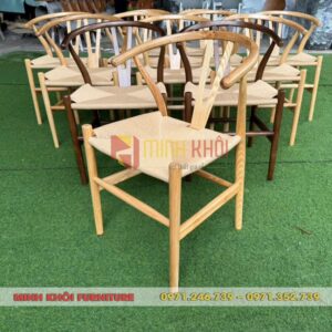 Ghế Wishbone đan dây – Mẫu ghế gỗ cao su cho quán cà phê đẹp và bền