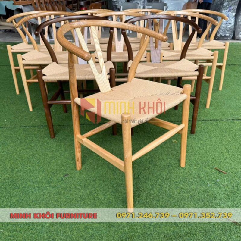 Ghế Wishbone đan dây 10 Ghế Wishbone đan dây – Mẫu ghế gỗ cao su cho quán cà phê đẹp và bền