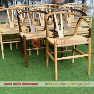 Ghế Wishbone đan dây – Mẫu ghế gỗ cao su cho quán cà phê đẹp và bền
