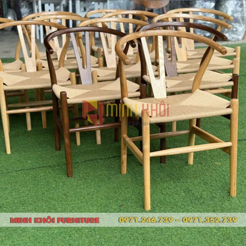 Ghế Wishbone đan dây 9 Ghế Wishbone đan dây – Mẫu ghế gỗ cao su cho quán cà phê đẹp và bền