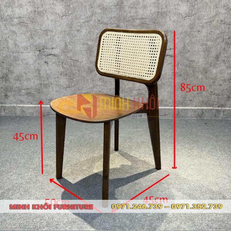 Ghế gỗ lưng mây CH301 – Ghế cafe, ghế quán ăn đẹp, sang trọng