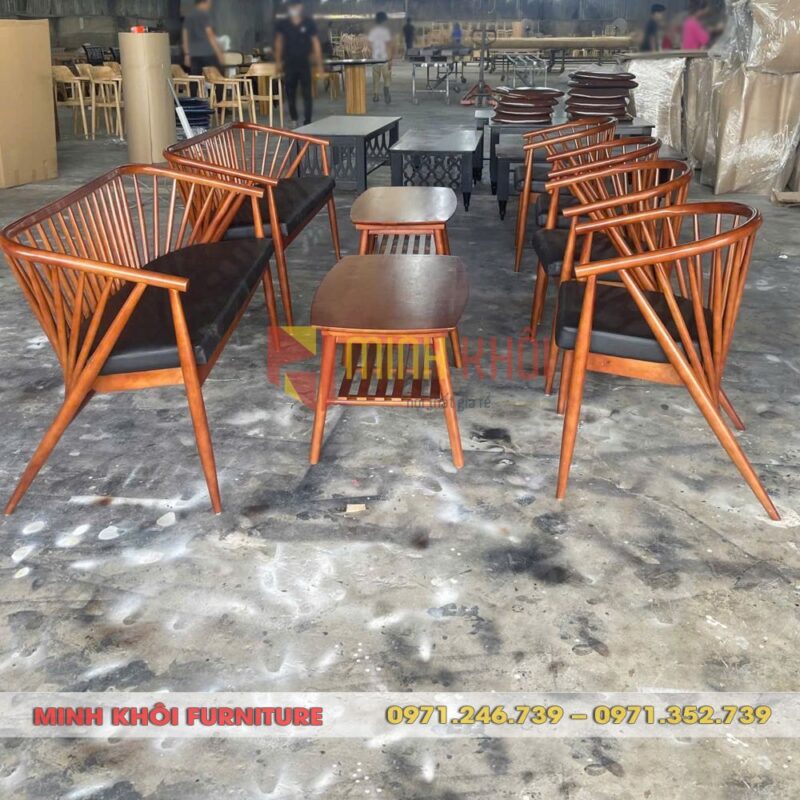 Bộ sofa cafe Genny 9 Bộ Sofa Cafe Genny | Sofa Gỗ Cao Su Đẹp, Bền, Tùy Chỉnh Theo Yêu Cầu