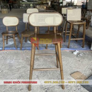 Ghế bar gỗ ASH lưng mây CH303