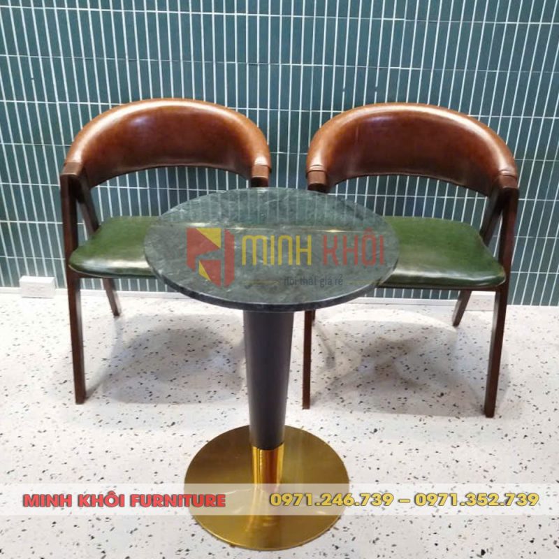 Bộ bàn ghế gỗ cafe Spirit 10 Bộ bàn ghế gỗ cafe Spirit chân sắt mặt đá – Đẹp và chắc chắn