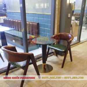 Bộ bàn ghế gỗ cafe Spirit 5 Bộ bàn ghế gỗ cafe Spirit chân sắt mặt đá – Đẹp và chắc chắn