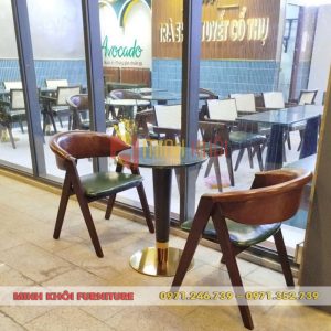 Bộ bàn ghế gỗ cafe Spirit chân sắt mặt đá – Đẹp và chắc chắn