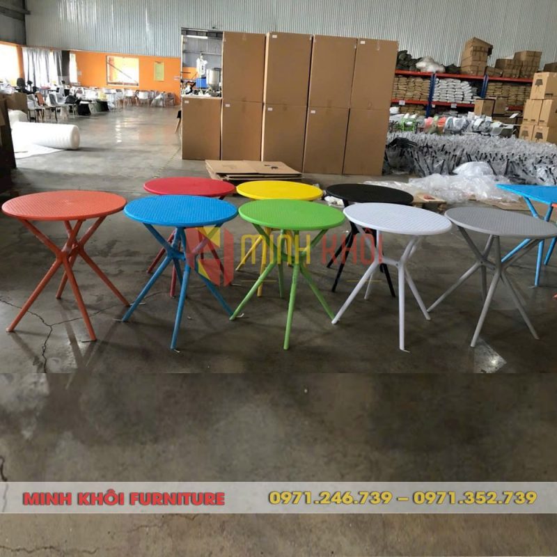 Bàn cafe nhựa tròn MK-0082 bền đẹp, hiện đại, giá tốt