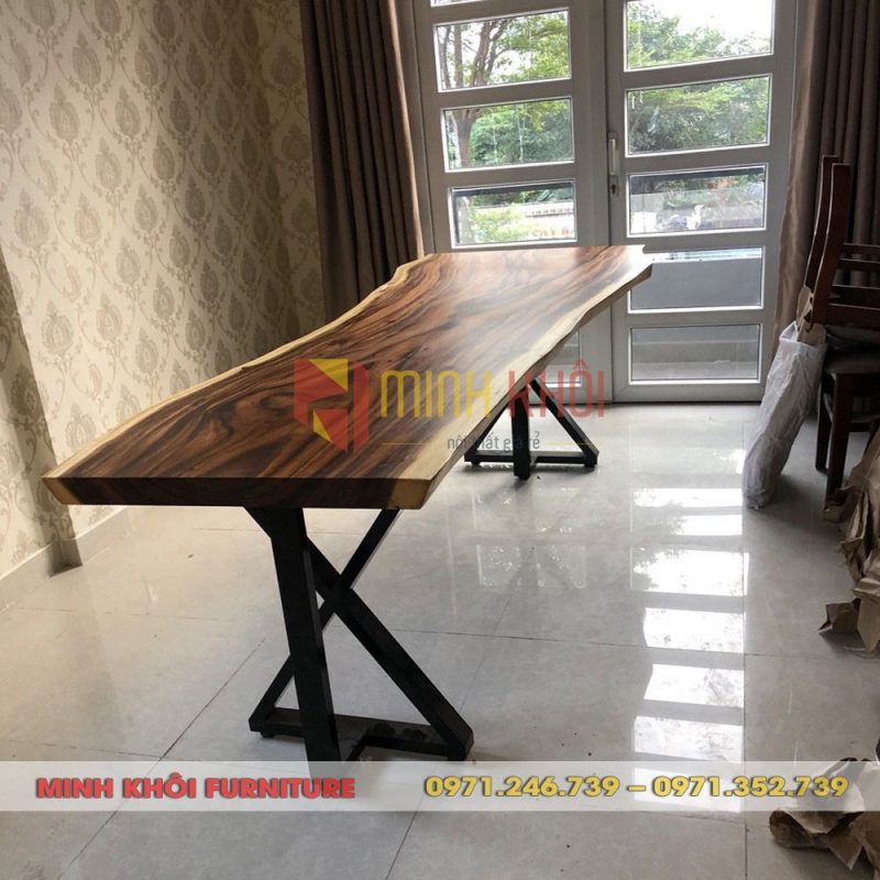 Bàn gỗ me tây tự nhiên đẹp - Bàn ăn, cafe, bàn làm việc gỗ me tây 18 Bàn gỗ me tây tự nhiên cao cấp – Vân gỗ đẹp, bền chắc theo thời gian