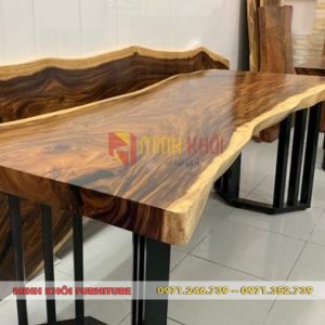 Bàn gỗ me tây tự nhiên đẹp - Bàn ăn, cafe, bàn làm việc gỗ me tây 12 Bàn gỗ me tây tự nhiên cao cấp – Vân gỗ đẹp, bền chắc theo thời gian