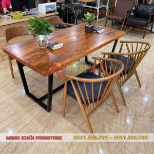 Bàn gỗ me tây tự nhiên đẹp - Bàn ăn, cafe, bàn làm việc gỗ me tây 10 Bàn gỗ me tây tự nhiên cao cấp – Vân gỗ đẹp, bền chắc theo thời gian