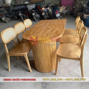 Bàn ăn gỗ cao su 6 ghế Secco – Phù hợp gia đình hiện đại