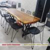 Bộ bàn ăn gỗ me tây tự nhiên nguyên tấm 6 Bộ bàn ăn gỗ me tây tự nhiên nguyên tấm đẹp cho gia đình và quán ăn