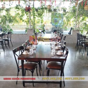 Bộ bàn ghế nhà hàng khung sắt MK-0078 bền đẹp, giá tốt