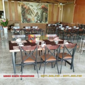 Bộ bàn ghế nhà hàng khung sắt MK-0078 bền đẹp, giá tốt