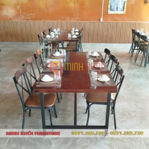 Bộ bàn ghế nhà hàng khung sắt MK-0078 bền đẹp, giá tốt