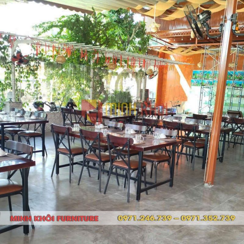 Bộ bàn ghế nhà hàng khung sắt MK-0078 bền đẹp, giá tốt
