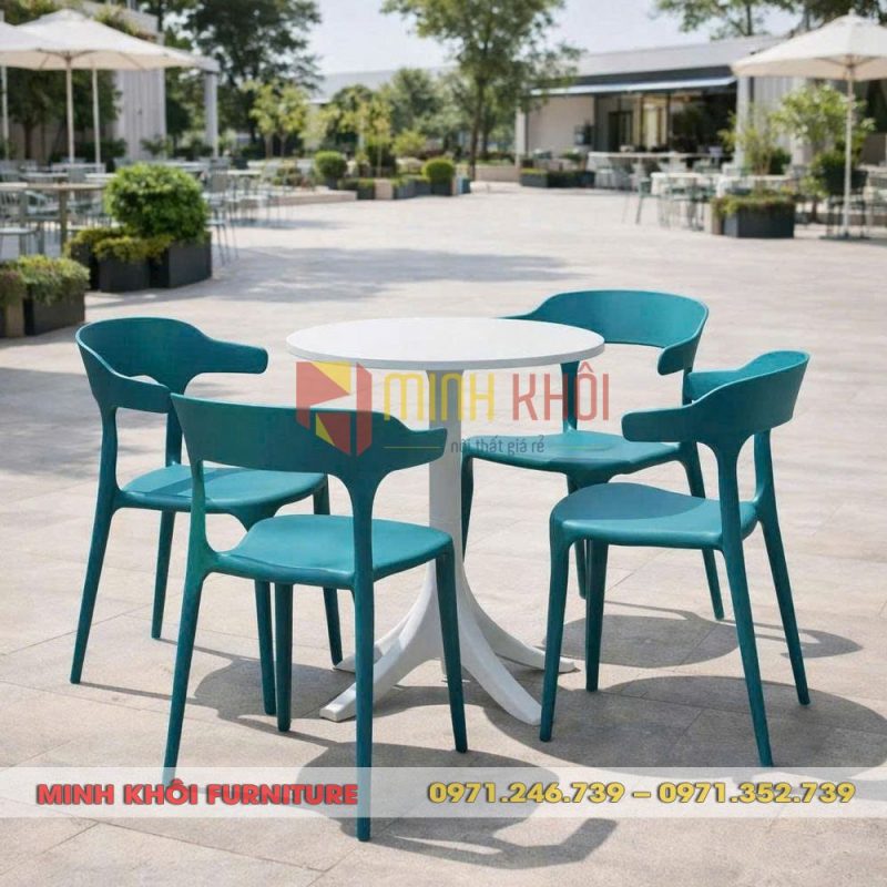 Bộ bàn ghế nhựa cafe ngoài trời MK-0080 – Bền đẹp, giá tốt