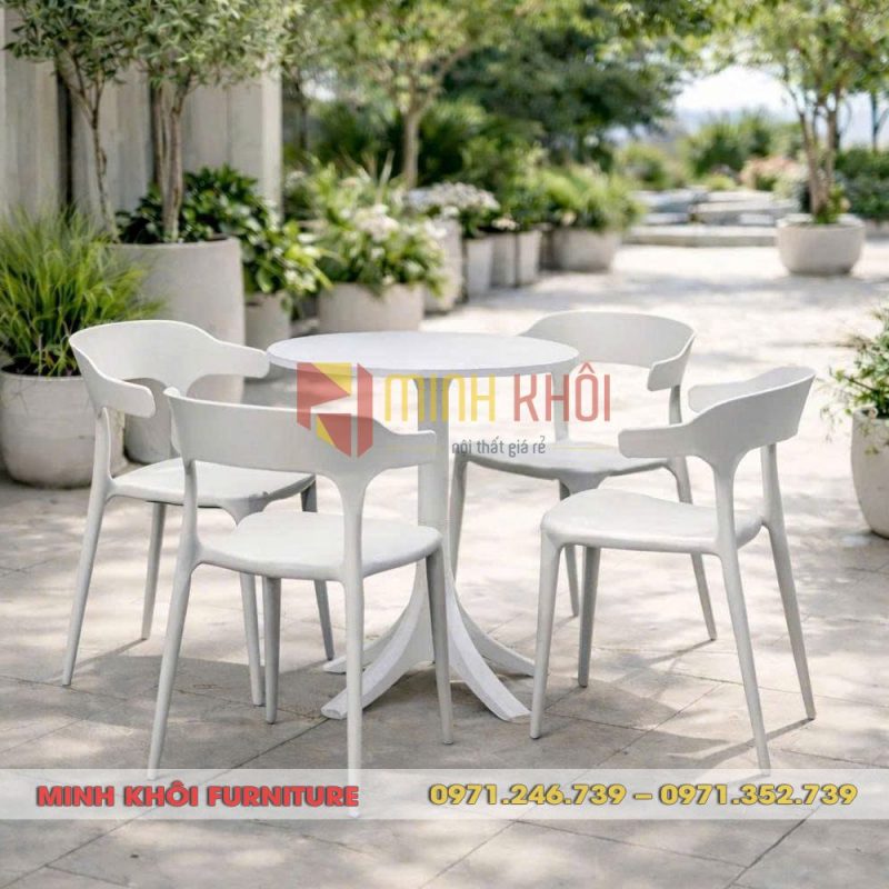 Bộ bàn ghế nhựa cafe ngoài trời MK-0080 – Bền đẹp, giá tốt