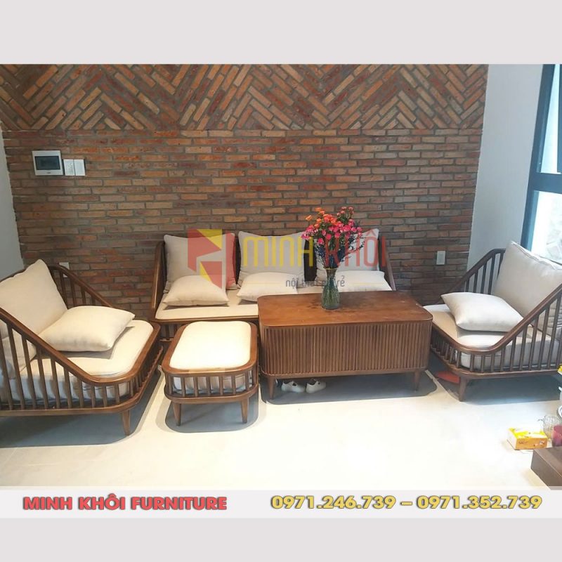 Bộ sofa KBH gỗ ASH phong cách Vintage 7 Bộ sofa KBH gỗ ASH – Sofa gỗ đẹp cho phòng khách, quán cafe