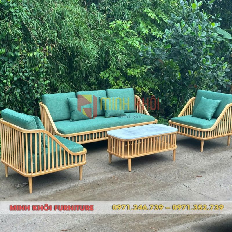 Bộ sofa KBH gỗ ASH phong cách Vintage 6 Bộ sofa KBH gỗ ASH – Sofa gỗ đẹp cho phòng khách, quán cafe