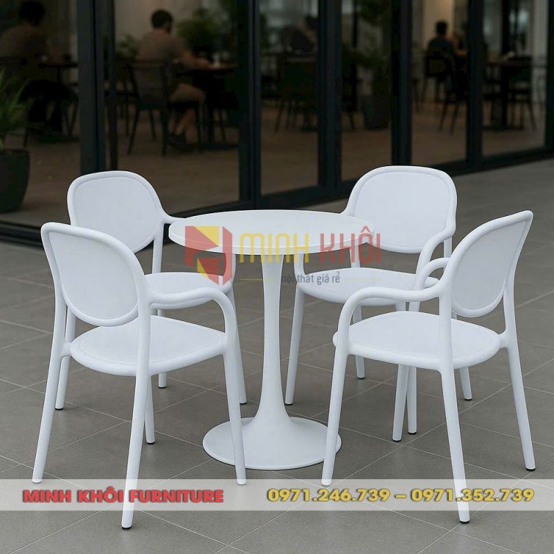 Ghế nhựa đúc cafe ngoài trời MK-0085 đẹp, bền, giá tốt