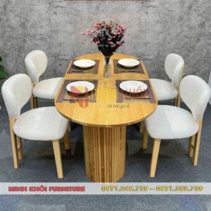 Bộ bàn ghế ăn Amazon gỗ ash phong cách Rustic sang trọng