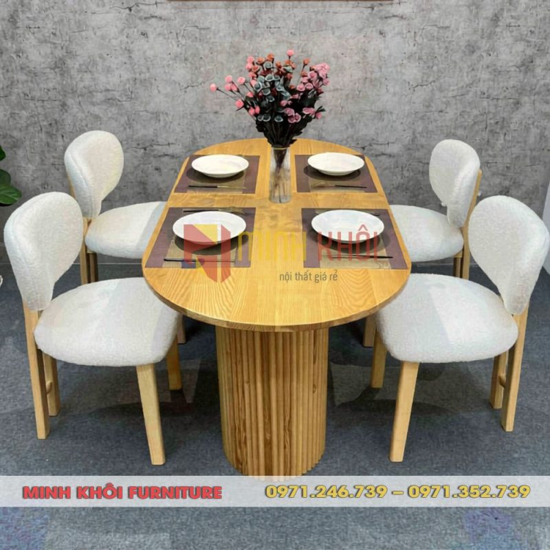 Bộ bàn ghế ăn Amazon phong cách mộc mạc, hiện đại 14 Bộ bàn ghế ăn Amazon gỗ ash phong cách Rustic sang trọng