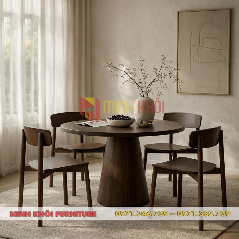 Bộ bàn ghế ăn gia đình gỗ ash – Sang trọng, bền đẹp
