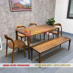 Bộ bàn ghế ăn Neva không tay gỗ ash đẹp, bền chắc, dễ decor