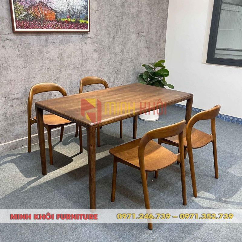 Bộ bàn ghế ăn Neva không tay gỗ ash đẹp, bền chắc, dễ decor