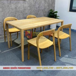 Bộ bàn ghế ăn Neva không tay gỗ ash đẹp, bền chắc, dễ decor