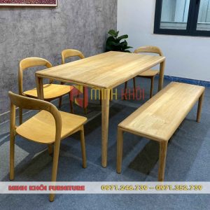 Bộ bàn ghế ăn Neva không tay gỗ ash đẹp, bền chắc, dễ decor