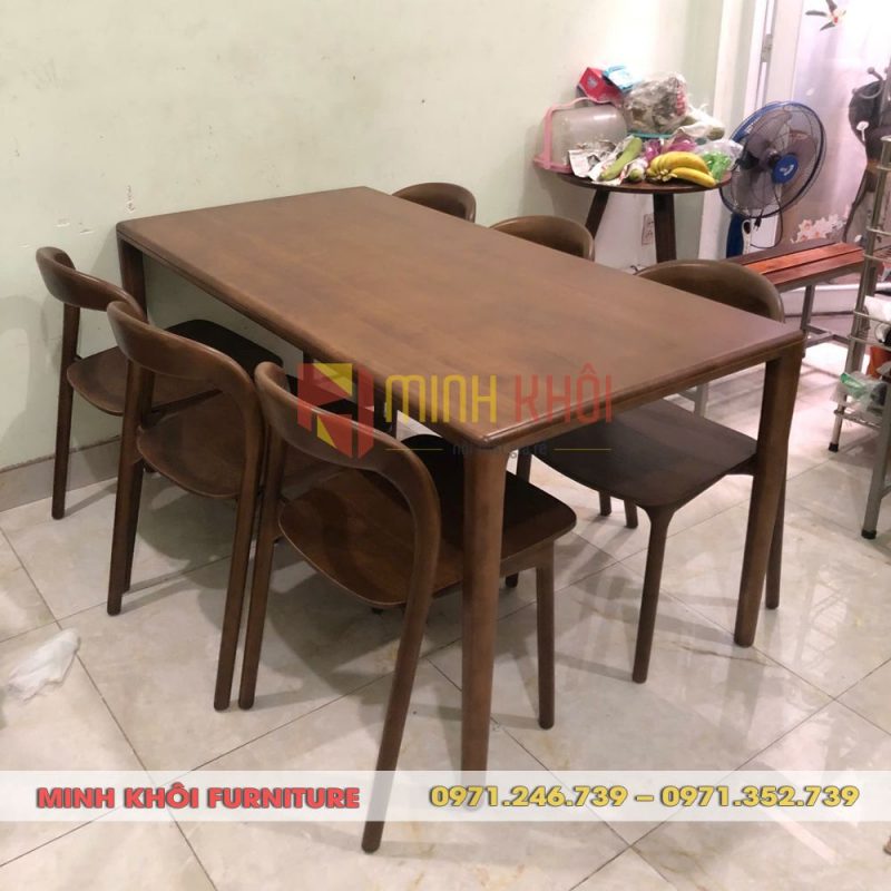 Bộ bàn ghế ăn Neva không tay gỗ ash đẹp, bền chắc, dễ decor