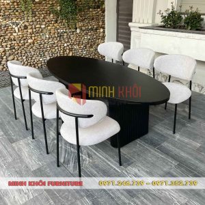Bộ bàn ghế ăn Oleandro khung sắt 8 Bộ bàn ghế ăn Oleandro khung sắt phong cách hiện đại cực đẹp