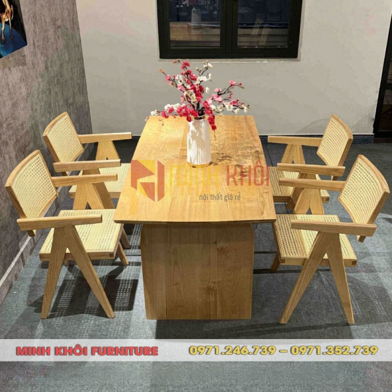 Bộ bàn ghế ăn Vleg MK-0102 gỗ ash sang trọng 10 Bộ bàn ghế ăn Vleg MK-0102 gỗ ash đan mây hiện đại, sang trọng
