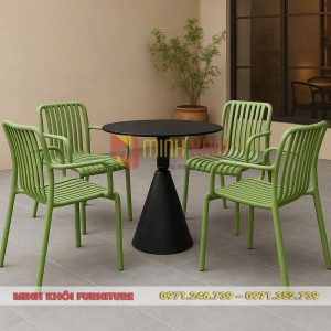 Bộ bàn ghế cafe nhựa đúc có tay MK-0100 – Đẹp, bền, giá tốt