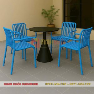 Bộ bàn ghế cafe nhựa đúc có tay MK-0100 – Đẹp, bền, giá tốt