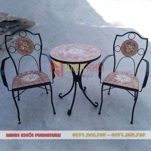 Bộ bàn ghế cafe sắt Mosaic ngoài trời giá rẻ, bền đẹp