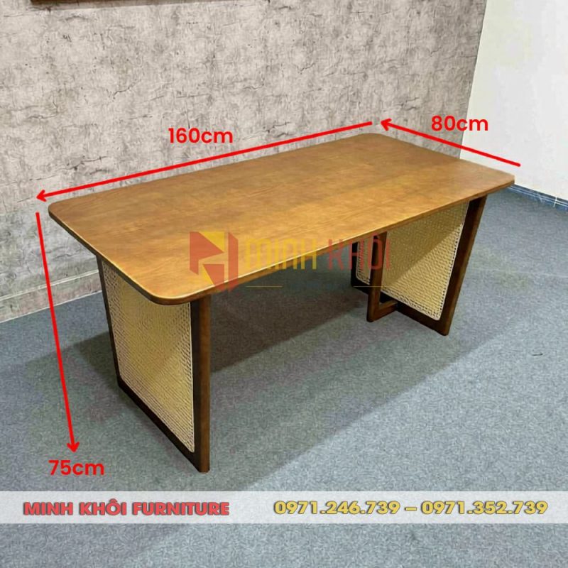 Bộ bàn ghế gỗ nhà hàng CH301 đan mây tự nhiên cao cấp