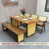Mẫu bàn ghế gỗ quán ăn Vleg sang trọng, phong cách mộc hiện đại