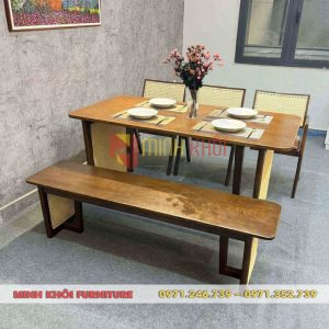 Mẫu bàn ghế gỗ quán ăn Vleg sang trọng, phong cách mộc hiện đại