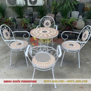 Bộ bàn ghế sắt hoa văn ngoài trời đẹp, bền, giá tốt TPHCM