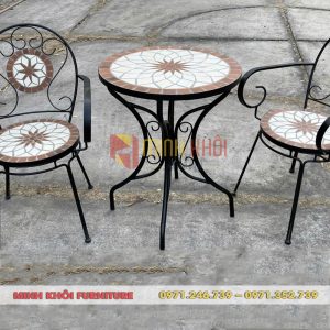 Bộ bàn ghế sắt hoa văn ngoài trời 16 Bộ bàn ghế sắt hoa văn ngoài trời đẹp, bền, giá tốt TPHCM