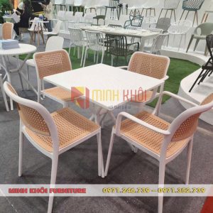 Ghế nhựa cafe giả mây MK-0099 – Mẫu ghế đẹp, bền, giá tốt