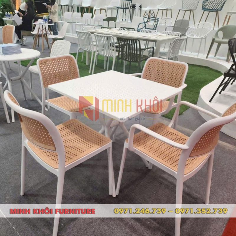 Ghế nhựa cafe giả mây MK-0099 – Mẫu ghế đẹp, bền, giá tốt