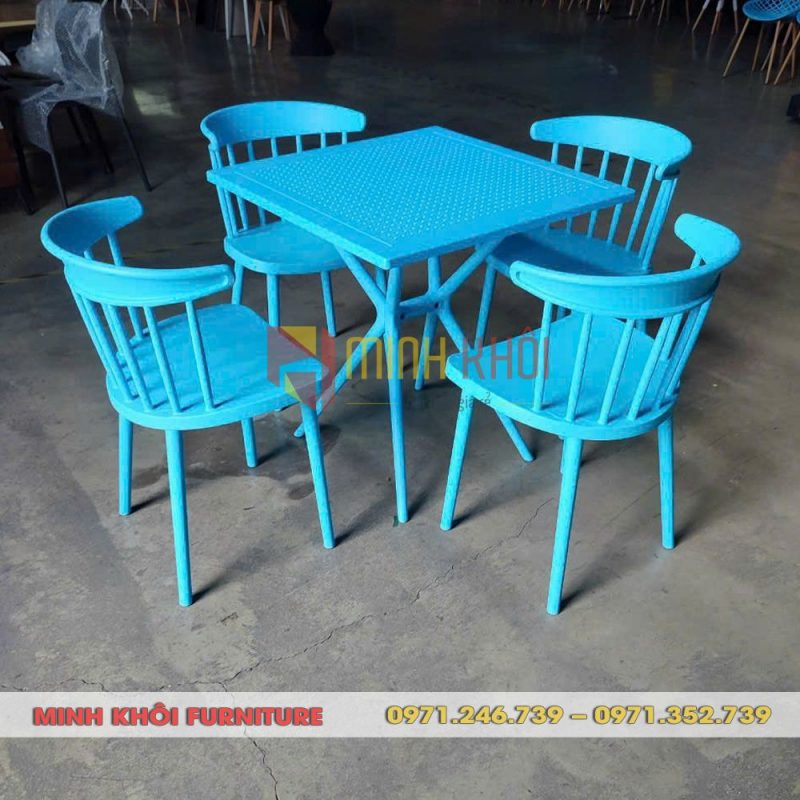 Ghế nhựa đúc song tiện 20 Ghế nhựa đúc song tiện – Mẫu ghế cafe đẹp, gọn, giá tốt
