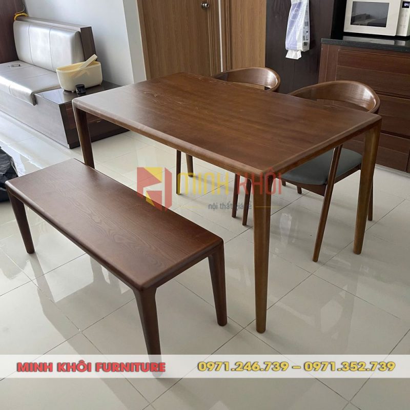 Bộ bàn ghế ăn Neva mặt nệm gỗ ash cao cấp